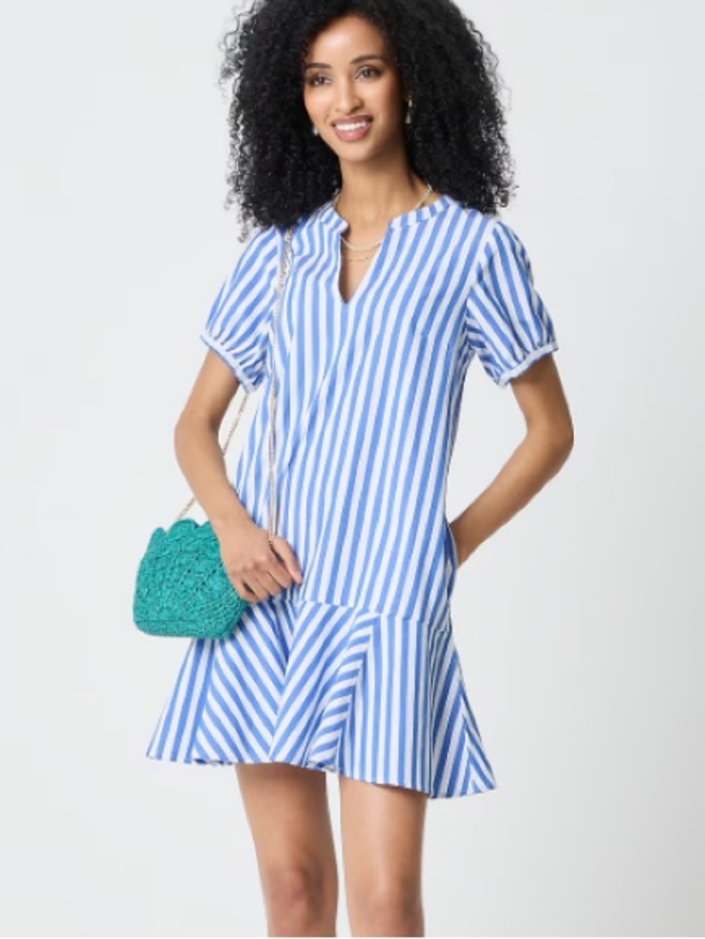 NWT J. Crew Factory Blue and White Striped Mini Dress